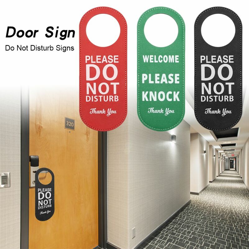 Leather Do Not Disturb Door Hanging Sign Double-sided Door Tags Pendant for Make up Room Club Cafe Hotel Bulletin Board