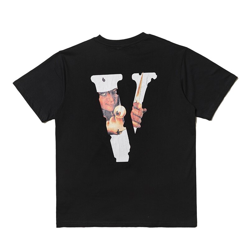 Vlone-Camiseta de manga corta con estampado de ojos para hombre y mujer, Camiseta holgada de media manga con cuello en V grande