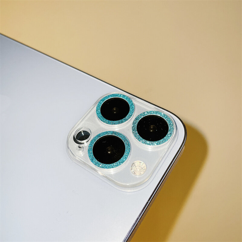 Luxe Bling Glitter Ring Lens Film Voor Iphone 13 Pro 12 Mini 11 Pro Max Schokbestendig Met Gehard Glas Camera bescherming Capa
