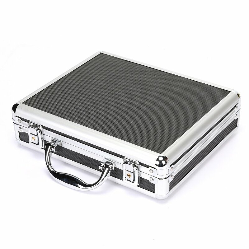 Caixa de armazenamento resistente ao impacto da caixa do instrumento da segurança da mala de ferramentas da liga alumínio plástica portátil com forro da esponja 28cm