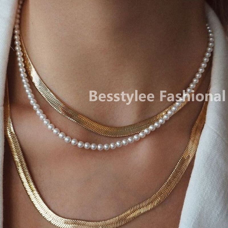 Frauen Mode Vintage Perle Halskette Partei Halskette Elegante Kette Retro Zubehör Alle Spiel Halskette Streetstyle Halskette