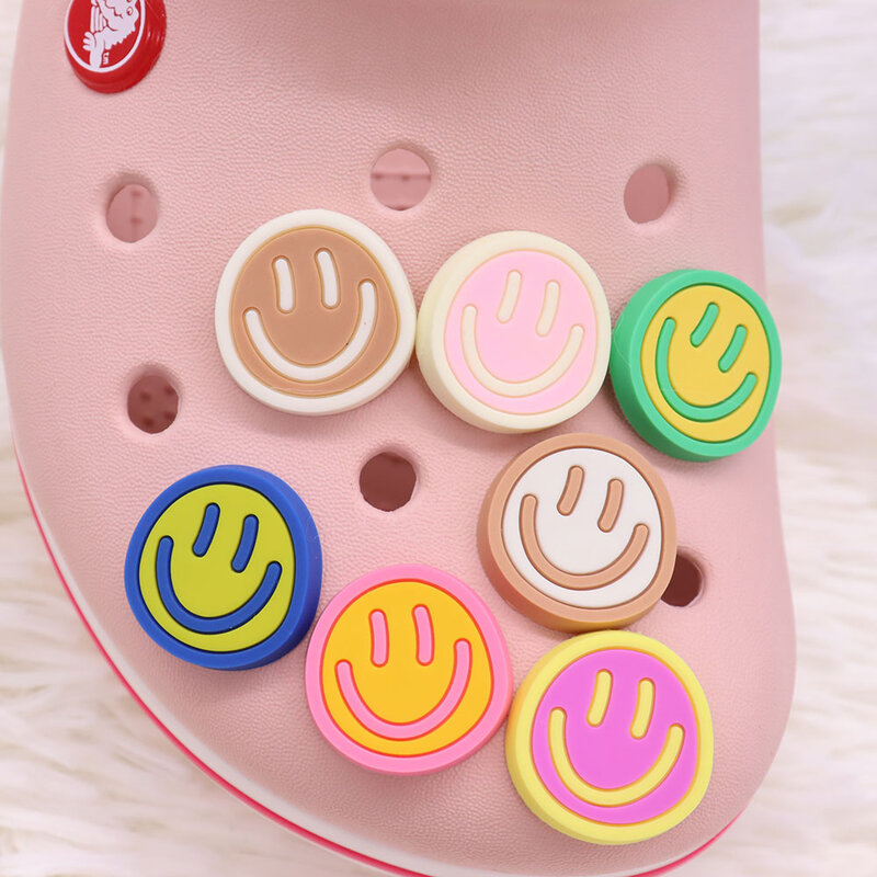 1pcs Smiling Face Cute Shoes Accessories Multicolor Bow Sandals Garden Buckle Decorations For Children Croc Jibz Charm