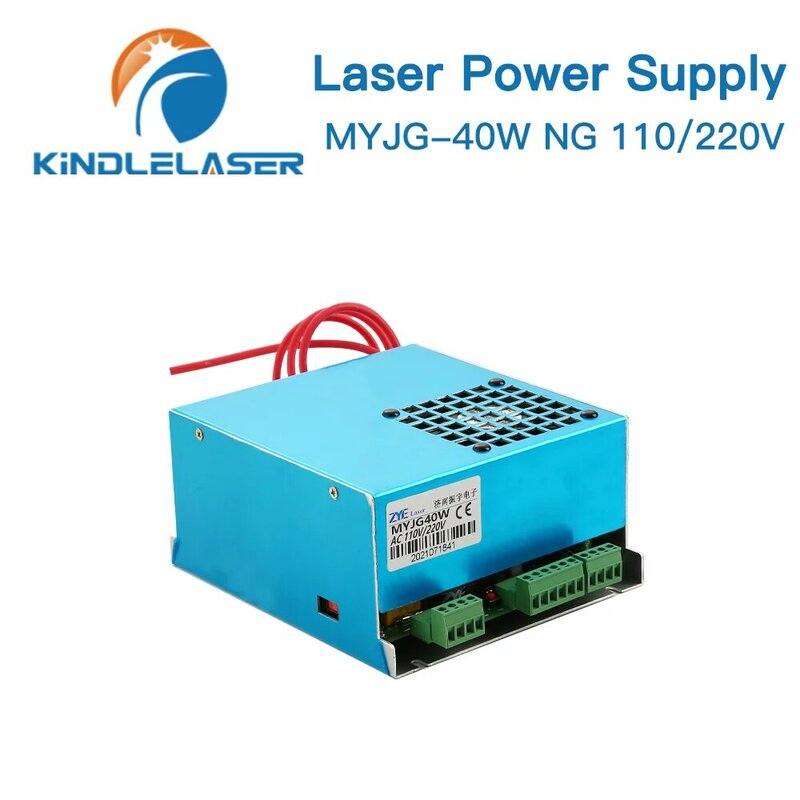 KINDLELASER 40W CO2 레이저 전원 공급 장치 MYJG-40W NG 110V/220V 레이저 튜브 조각 기계 절단