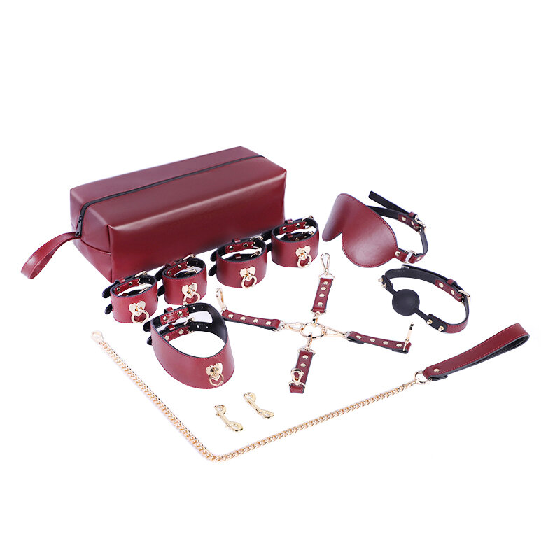 Bdsm portátil bondage kits conjunto de retenção de cama algemas colar gag máscara de olho brinquedos sexuais para casais adultos