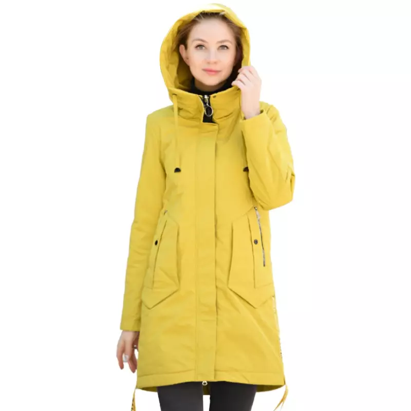 2022 donne di alta qualità cappotto primavera autunno moda Casual sottile Parka europeo antivento lungo trapuntato con cappuccio nuove giacche da donna