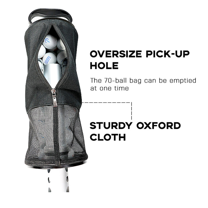 대용량 골프 공 리트리버 가방, 70 개의 골프 공 보관 가능, 휴대용 골프 공 가방, 알루미늄 합금 골프 액세서리