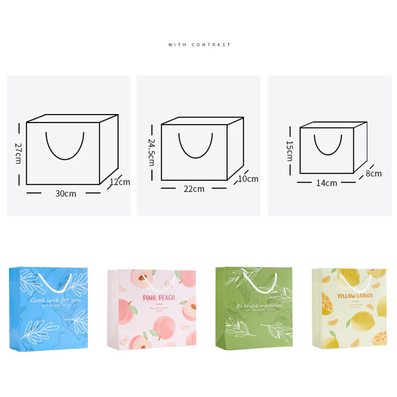 Lpzhi 5 pçs saco de presente com alça padrão de frutas para festa de aniversário chá de bebê casamento dia dos namorados compras qualidade premium