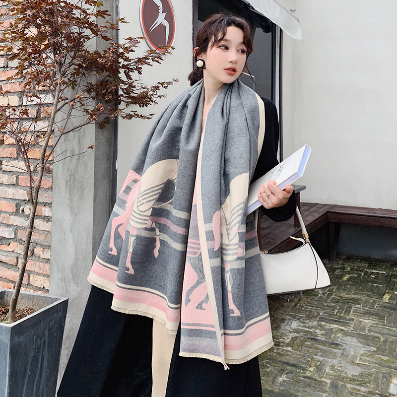 Bufanda de cachemir con letras para mujer, chal cálido de doble cara, de alta calidad, a la moda, para invierno, 2022