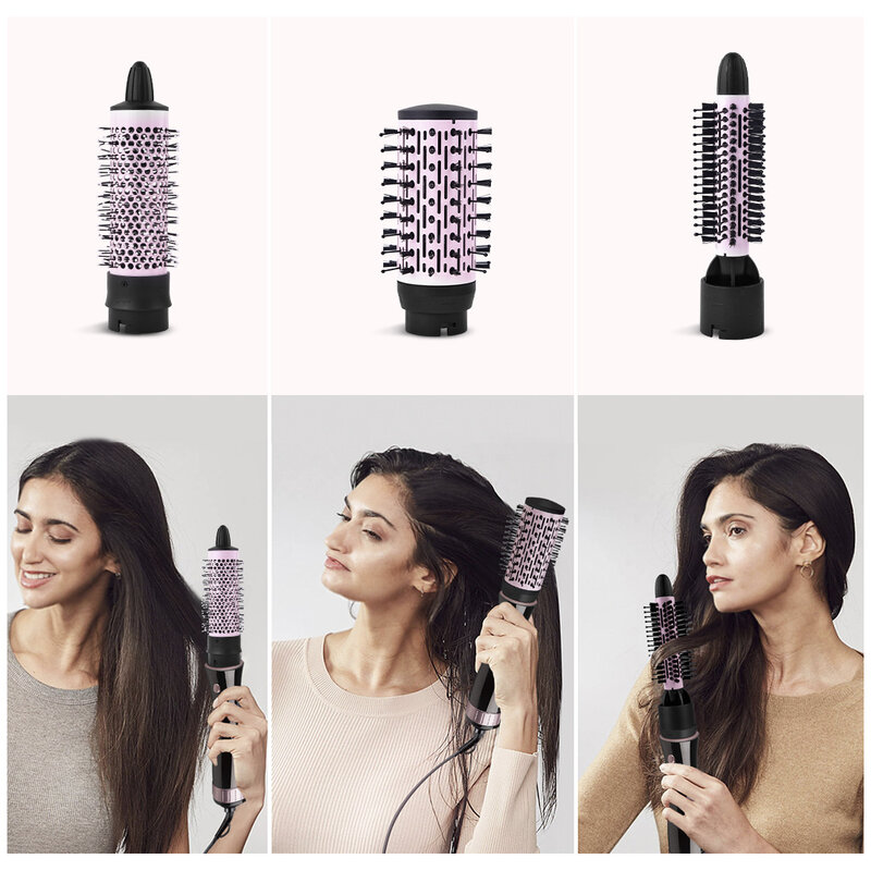 Hair Dryer Brush Hair Straightening Comb Set 7 in 1 Kit Hot Cold Wind Brush Curling Iron Brush Hair Curler Comb Wavy Bundle