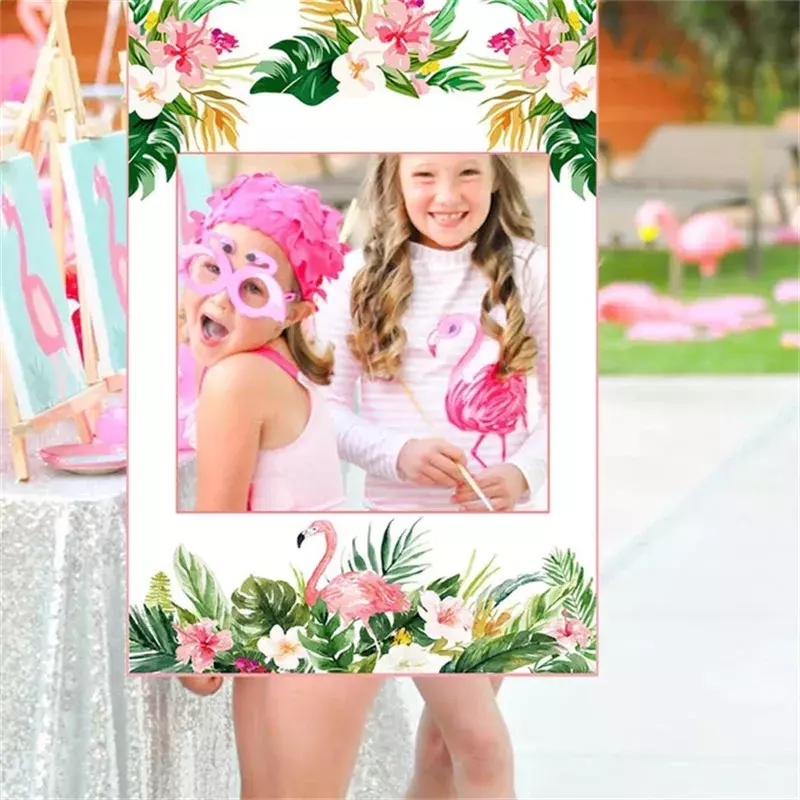 Accessoires de photomaton de flamand rose pour fête hawaïenne, accessoire de Photo drôle pour décor Tropical d'été de mariage et d'anniversaire, cadre de photomaton