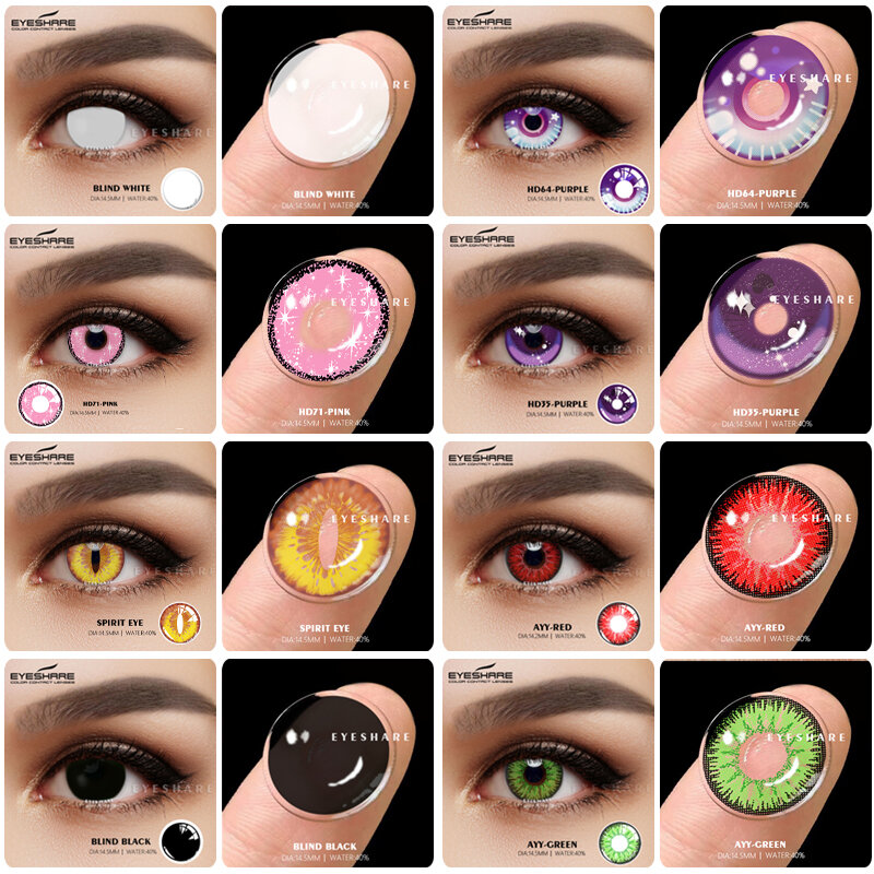 EYESHARE Cosplay lenti a contatto colorate 1 paio Anime Halloween Makeup lenti a contatto colorate blu per occhi contatti annuali colorati