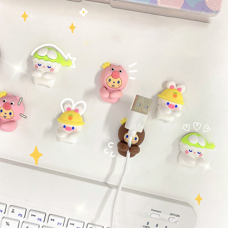 2pcs Kawaii Cartoon Cable Organizer Hanger Cute Cable Winder auricolare USB Data Line Cable Holder Home Office Desk Organizer