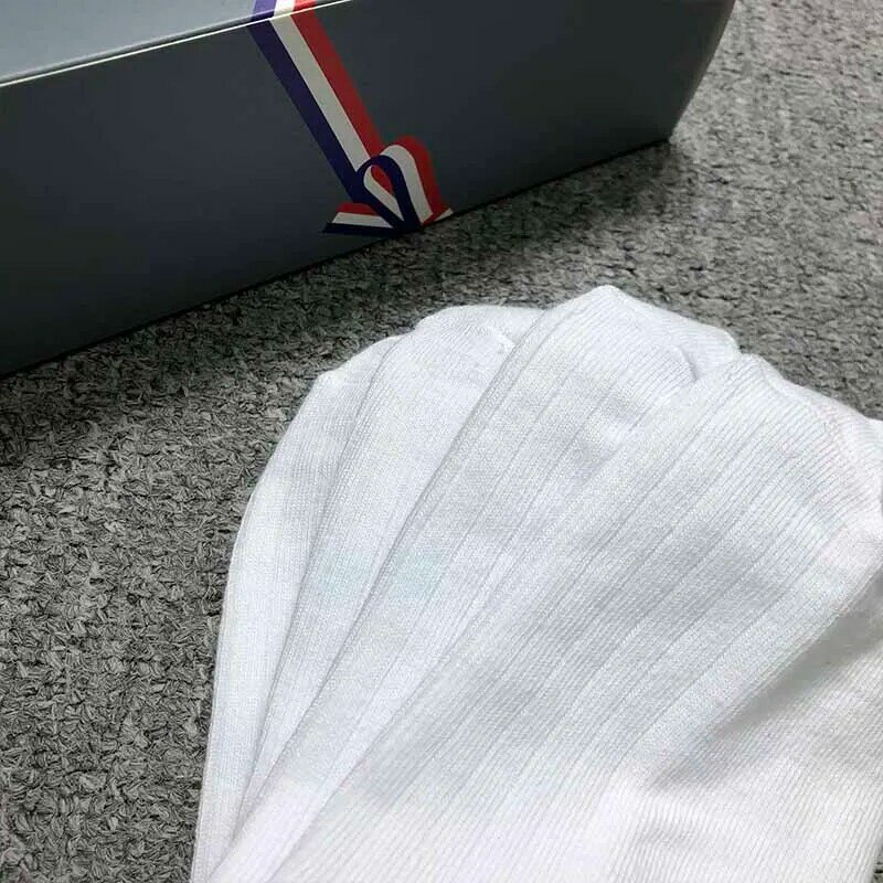 1/3Pairs TB THOM Men's Socks Luxury Brand Ankle Stripes Cotton Stockings Summer Sport Fashion Breathable  Socks Gift Box