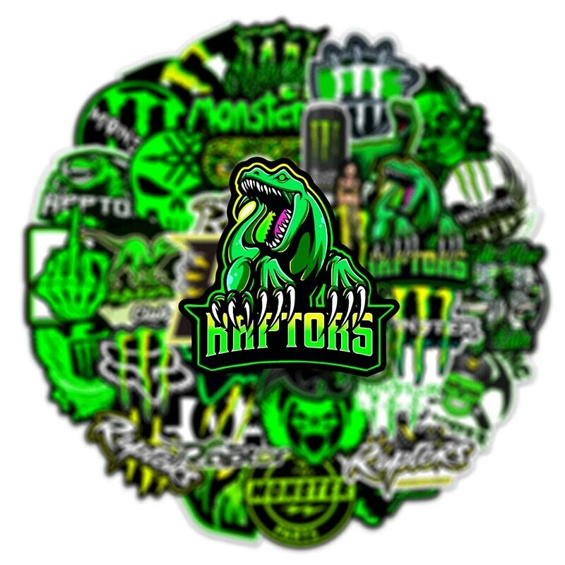 10/30/50pcs Horror Monster Raptor Stickers Graffiti Skateboard casco bagaglio moto Cool impermeabile decalcomania dinosauro Sticker
