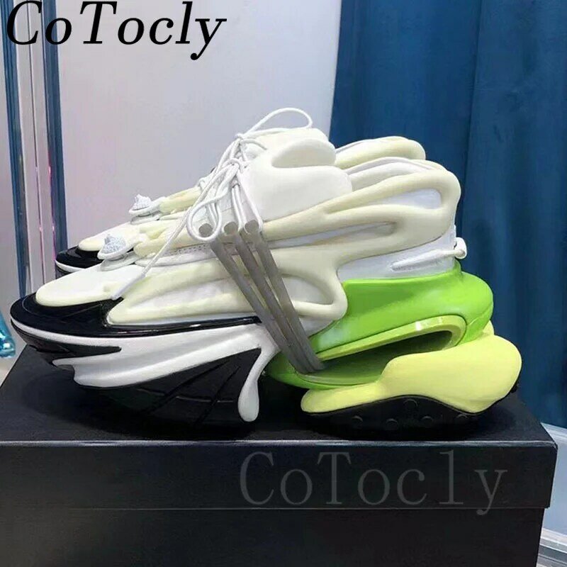 New Sneakers Women Thick Sole Daddy Shoes Height Increasing Casual Shoes Unisex Flat Platform Shoes Patchwork Sneakers Men