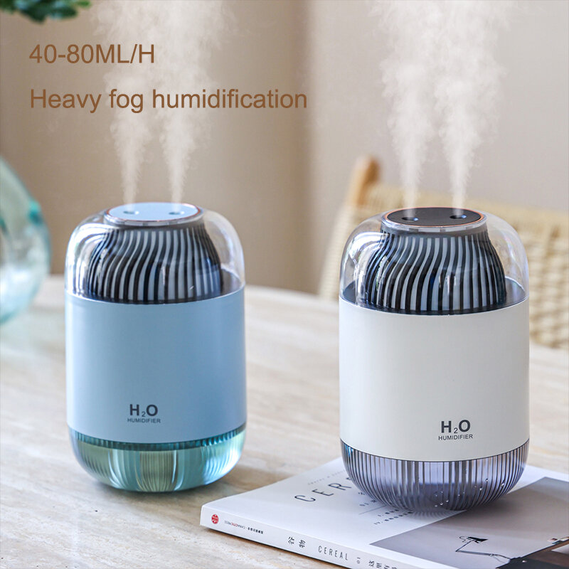 Humidificador inalámbrico de 1000ml, difusor de agua de doble boquilla de gran capacidad, batería de 3600mAh, humidificador de aire recargable para el hogar