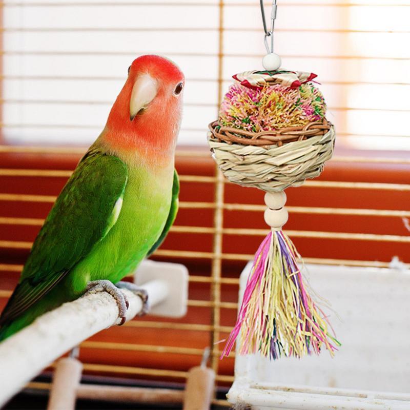 Foraging Shredder Toy Love Birds Cage Toy Chewable Parrot Toys Natural Bowl Design Bird Foraging Chew Toys Cage Accessories