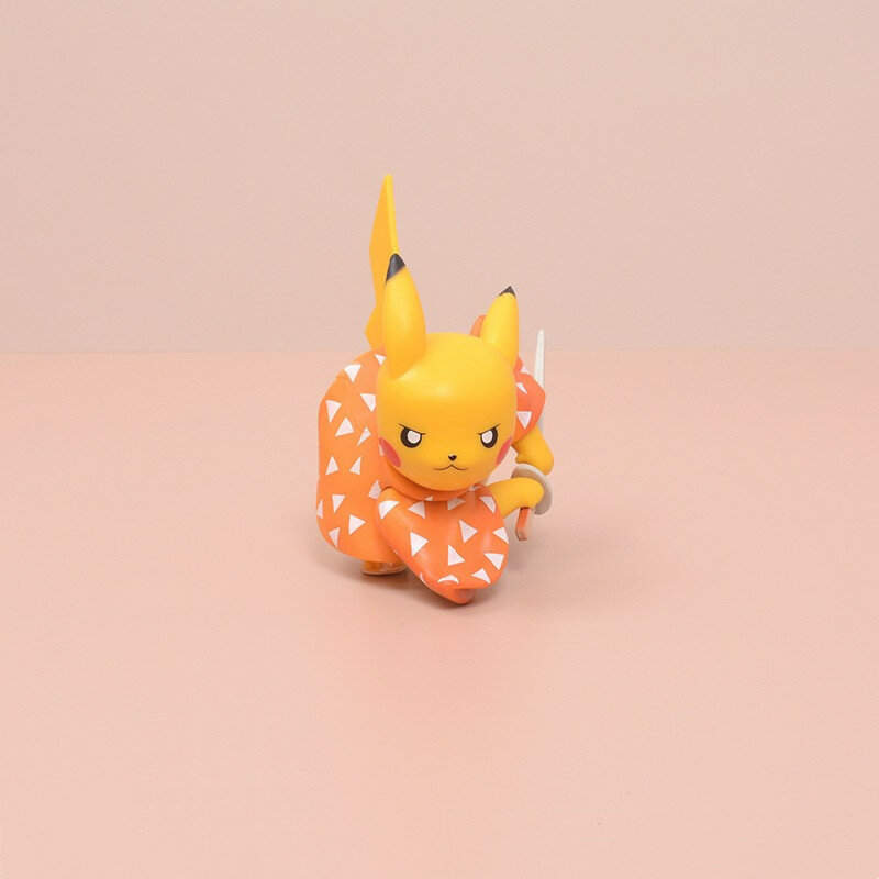 9cm pikachu cruz vestir minha esposa figura cos desktop modelo de brinquedo decoração do carro gk gk ghost slayer pokemon figuras