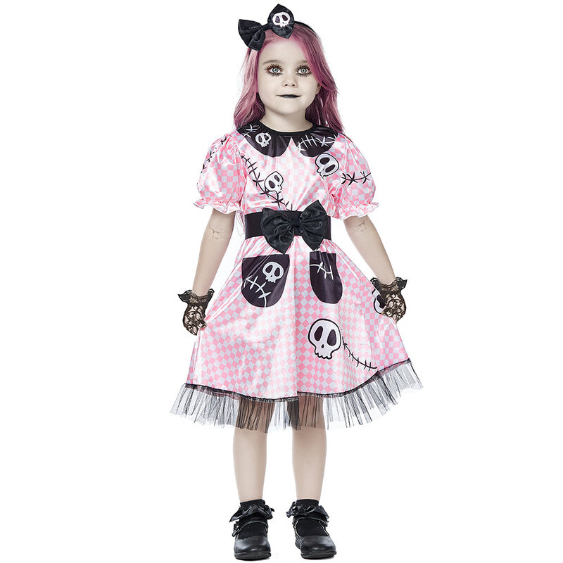 Traje de halloween para crianças gril esqueleto assustador cosplay criança fantasia carnaval vestir-se crianças desempenho roupas para festa