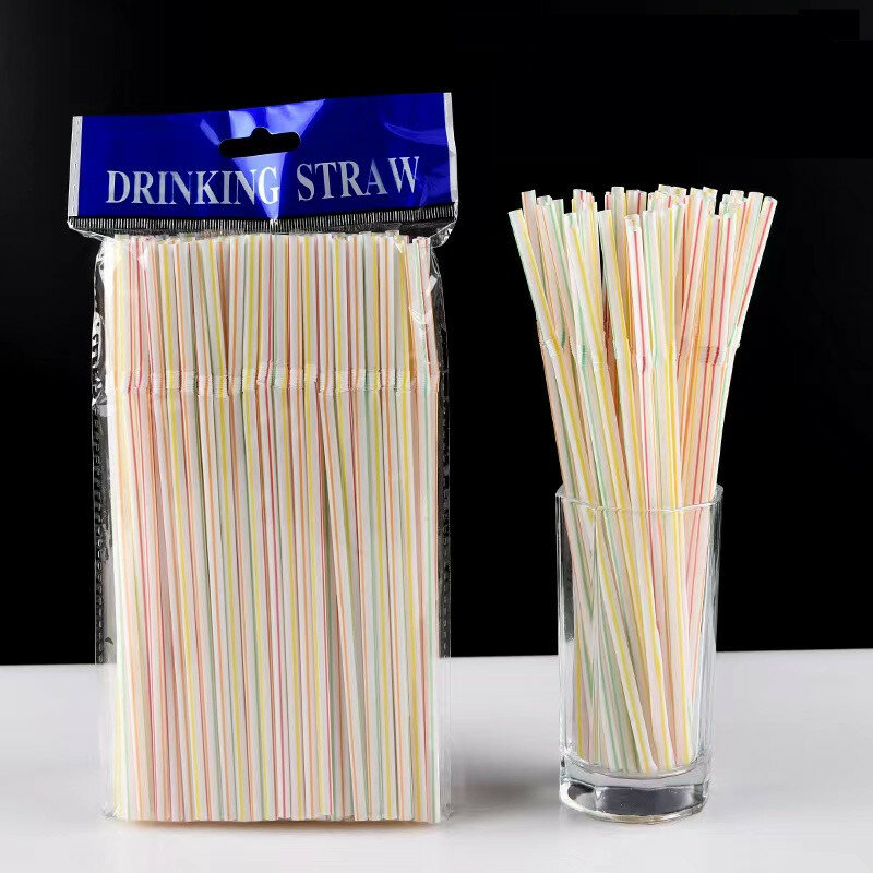 200 Pcs 20.8cm Colorful Disposable Plastic Curved Drinking Straws Wedding Party Bar Drink Accessories Birthday Drinking Straws