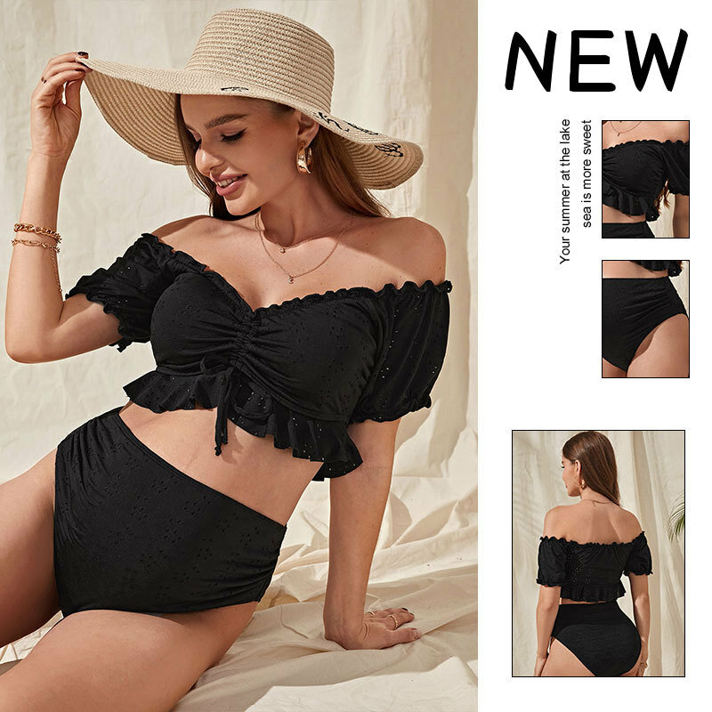 Maternity Photography Props Off Shoulder Short Sleeved Two-Piece Split Swimsuit Beach Photo Shooting For Pregnant Women