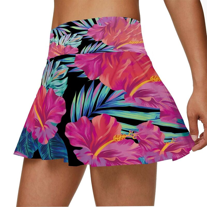 Women's High Waist Stretchy Yoga Skirt with 2 Pockets Tennis Pleated Skirts Anti-glare Golf Skirt Fitness Swimming Daily Skirt