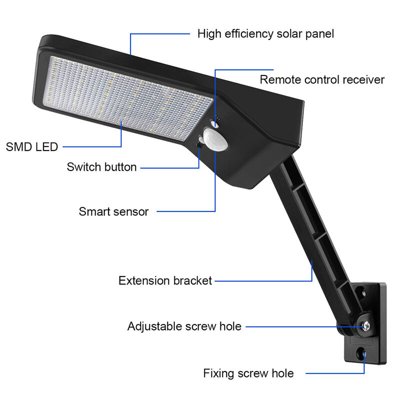 Zonne-straatverlichting Outdoor Solar Lamp Met Motion Sensor Beveiliging Verlichting Voor Tuin Patio Path Yard 3 Licht Modus Waterdicht