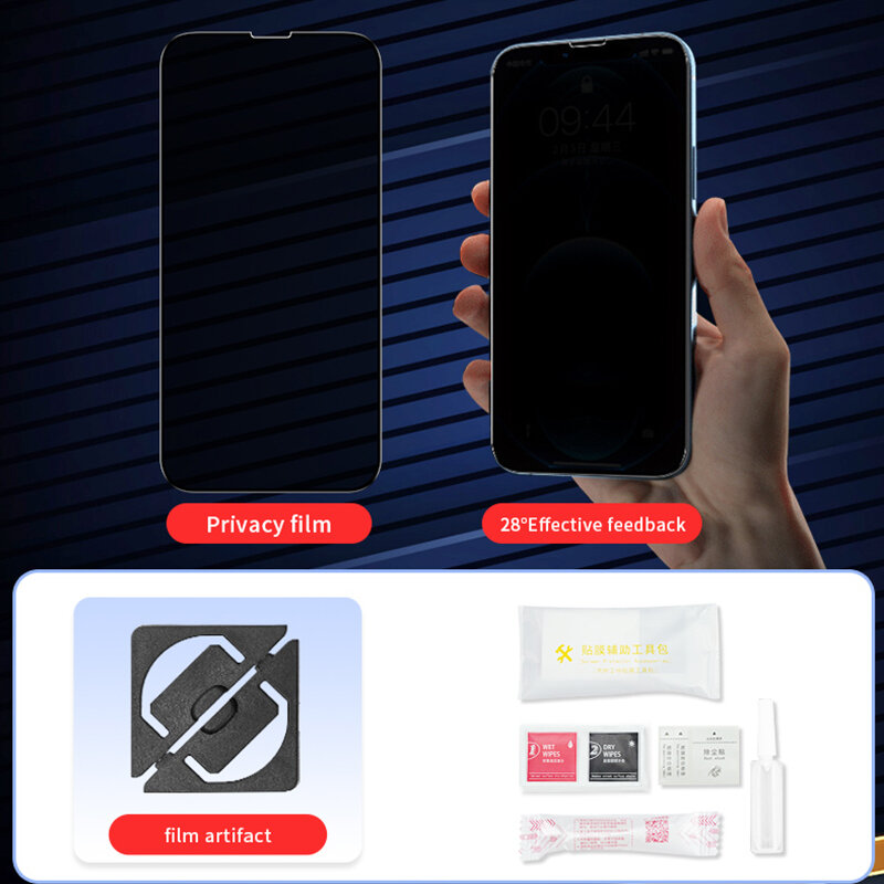 3Pcs full cover anti-spy Screen Protector for iPhone 14 11 12 13 PRO MAX Privacy Glass for iPhone7 8 Plus XS XR Tempered Glass