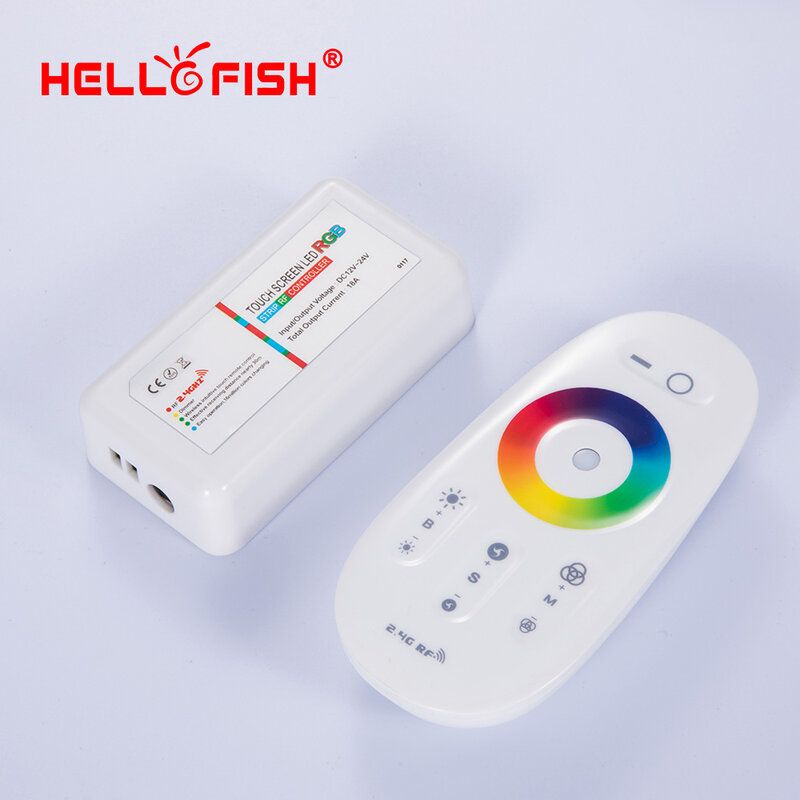 Hello Fish-controlador de tira LED RGBW, control remoto táctil, inalámbrico RF, 2,4G, 12V, 24V
