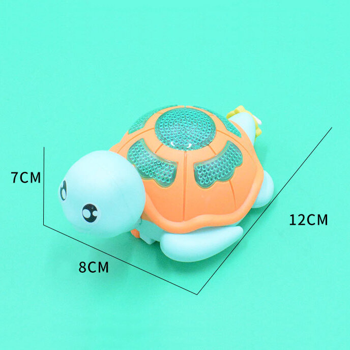 귀여운 거북이 시계 장치 장난감 어린이 클래식 태엽 움직이는 거북이 LED 조명 장난감, 참신한 재미 있는 어린이 교육 완구