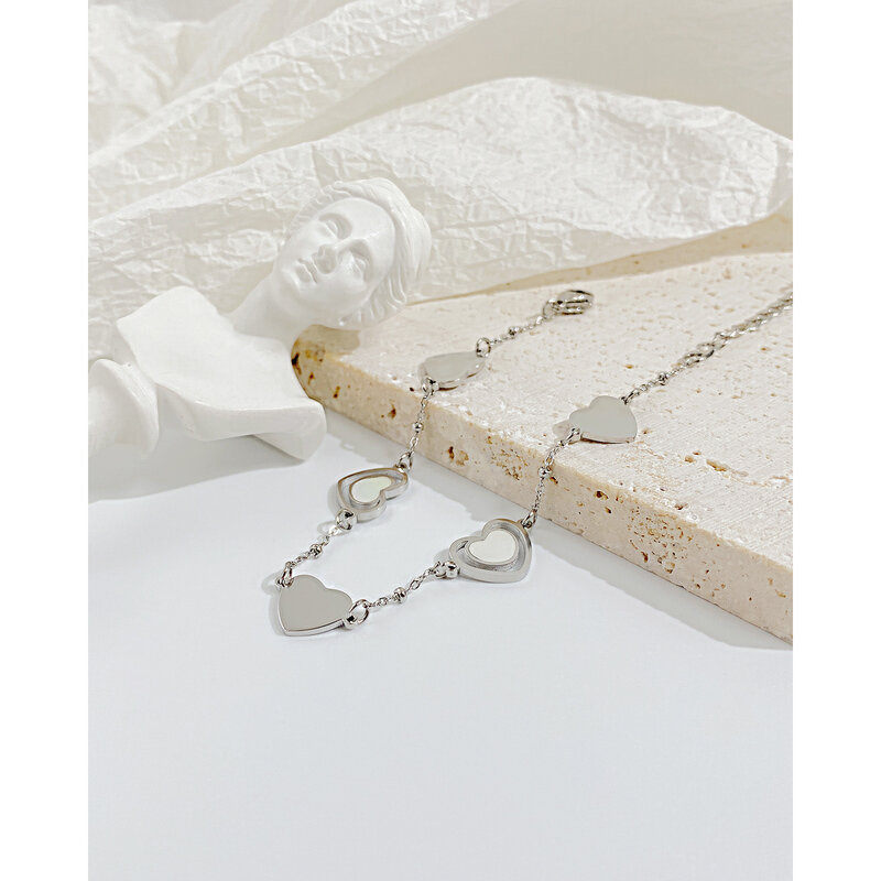 Luz luxo nicho design simples fácil de combinar coração pêssego amor fritillary pulseiras de aço inoxidável na mão jóias presentes
