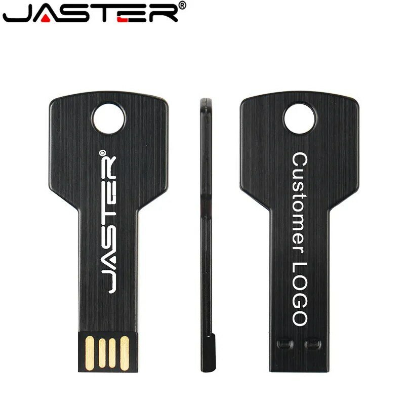 JASTER معدن مفتاح USB 2.0 محركات أقراص فلاش 64GB 32GB موضة مقاوم للماء القلم محرك 16GB 8GB عالية السرعة ذاكرة عصا U القرص لأجهزة الكمبيوتر المحمول