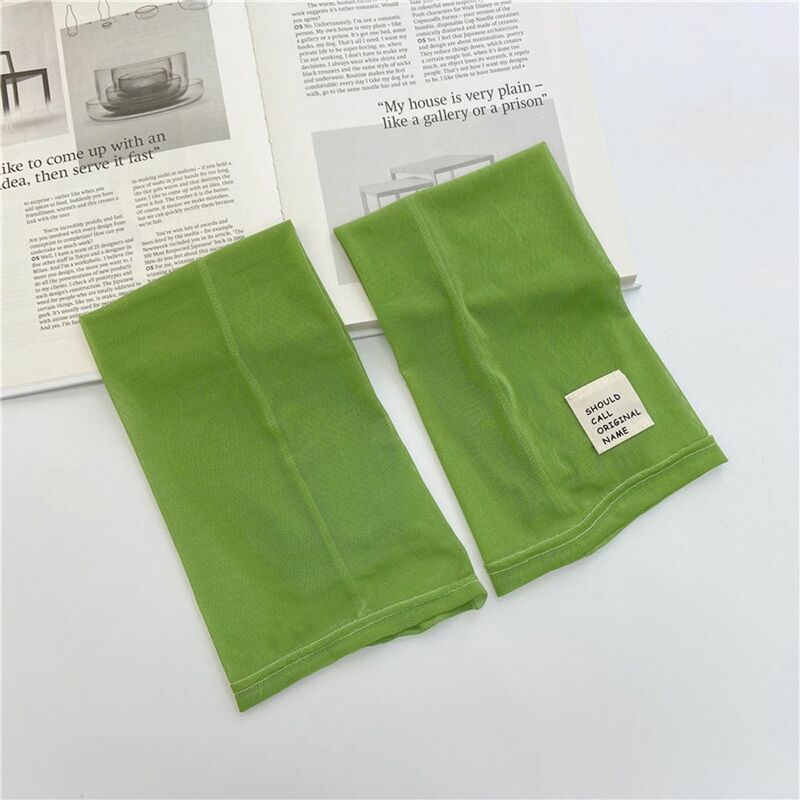 Candy Color Sun Protection Elastic Mesh Sleeves Women Girl Arm Covers Outdoor Cycling Ice Silk Sleeves Stitching Arm Guard Cuff