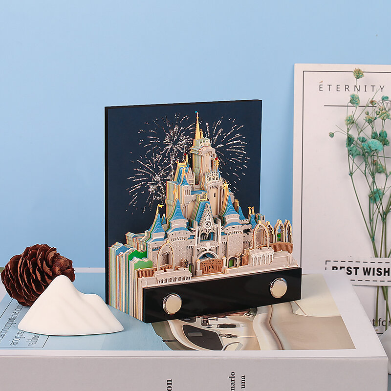 Omoshiroi-3D 메모장 146 매 공주 디즈니 성 3D 스티커 메모 종이 블록 사무실 액세서리 신부 들러리 선물, 오모시로이 3D 메모장