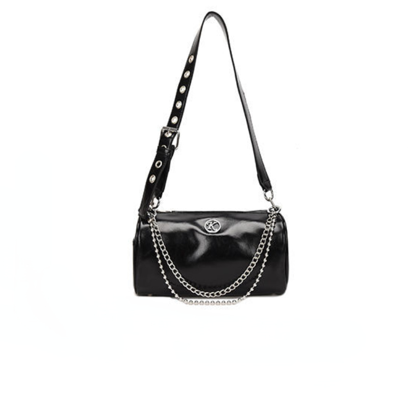 Xiuya – sac à main en cuir Pu pour femmes, sac à bandoulière gothique, Street Trendyol, décontracté, chaîne en métal, sac de motard noir, collection automne 2022