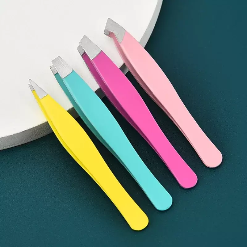 1PC Eyebrow Tweezer Stainless Steel Hair Removal Clip For Eyelash Extension Tweezer Colorful Professional Makeup Beauty Tools