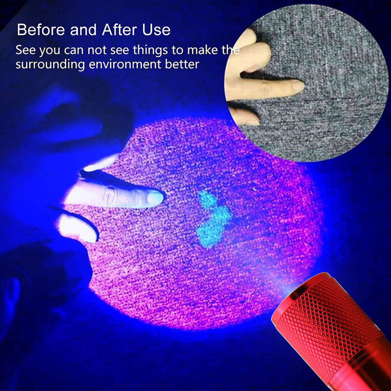 Mini linterna LED UV ultravioleta, lámpara de aluminio impermeable, herramienta de iluminación táctica portátil para exteriores, 4,5 v, 9 LED