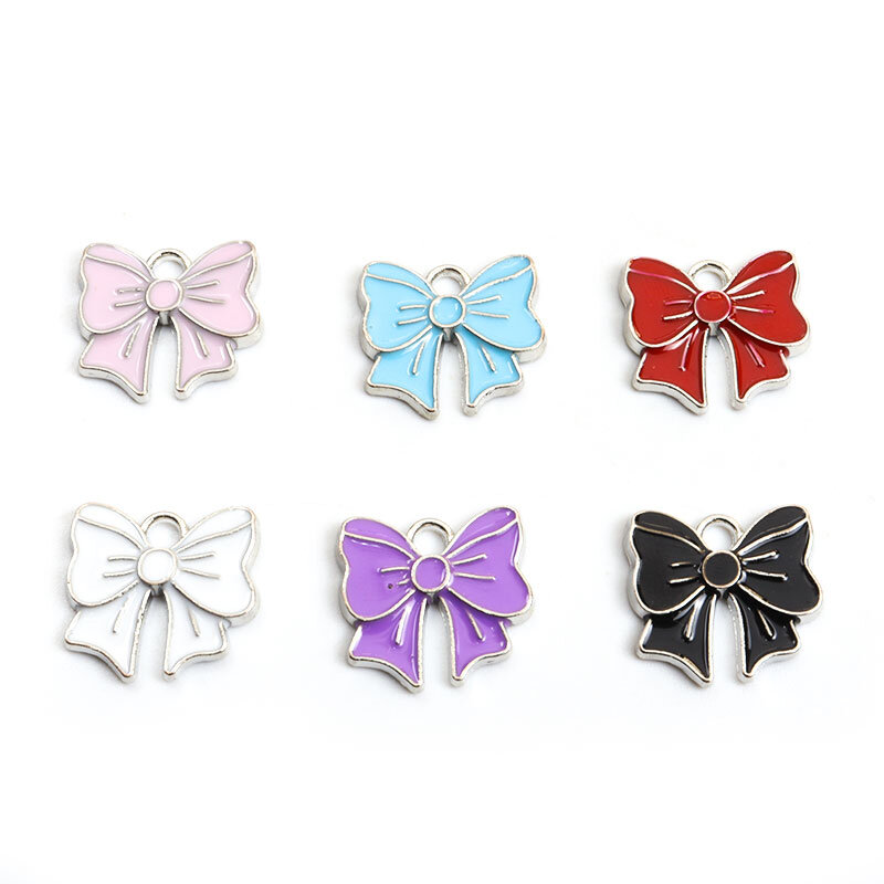 10 pezzi carino papillon smalto Charms risultati fai da te Multicolor in lega di zinco ciondoli papillon per gioielli di moda che fanno accessori regali