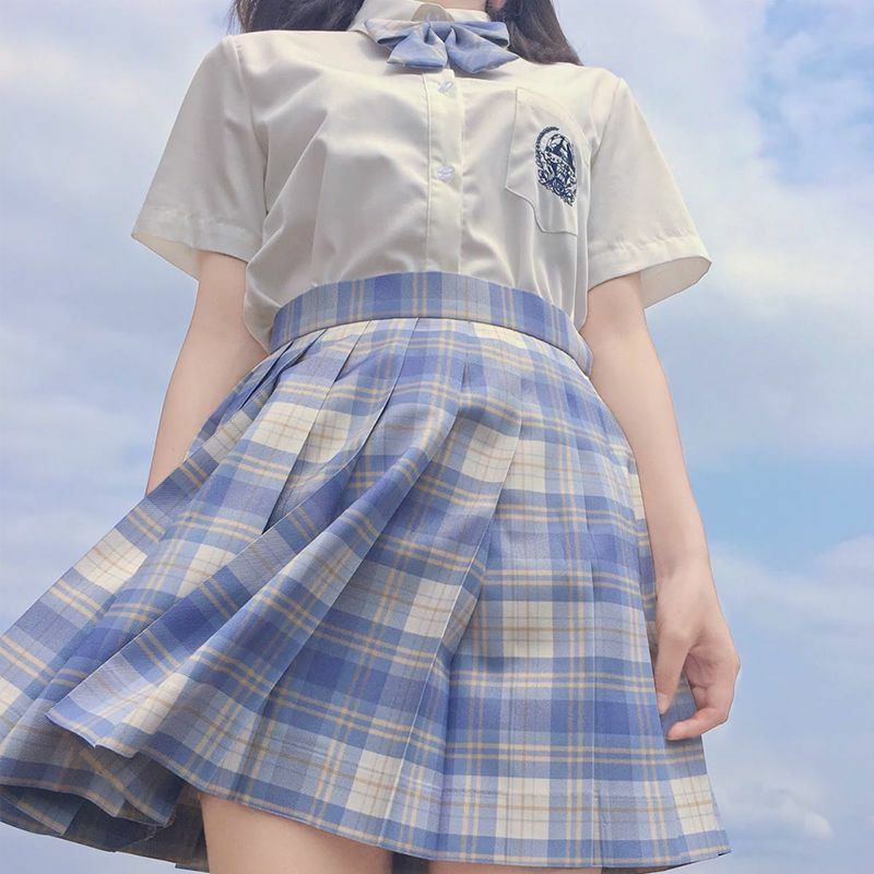 Xadrez saia plissada feminina arco verão cintura alta menina dança mini saia bonito a linha saia harajuku sexy japão faldas