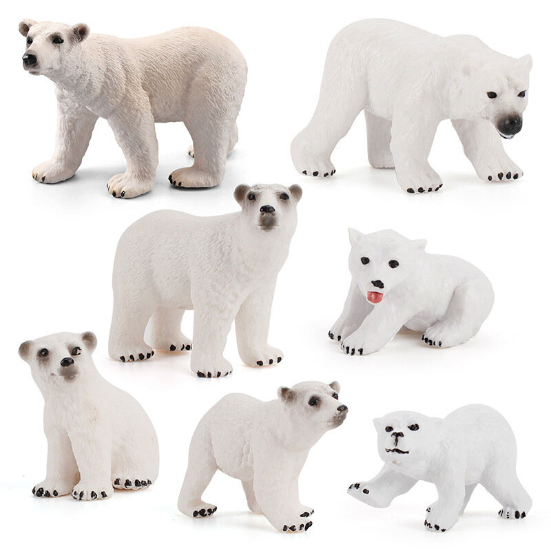 New Arctic Simulation Animal Figurines Standing Polar Bear Model PVC Action Figures Collection Educational Toy for Children Gift