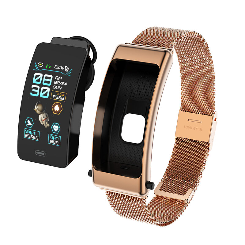 Pulsera inteligente con auriculares Bluetooth, reloj deportivo con pantalla táctil, llamadas, ritmo cardíaco, tiempo limitado, novedad de 2022