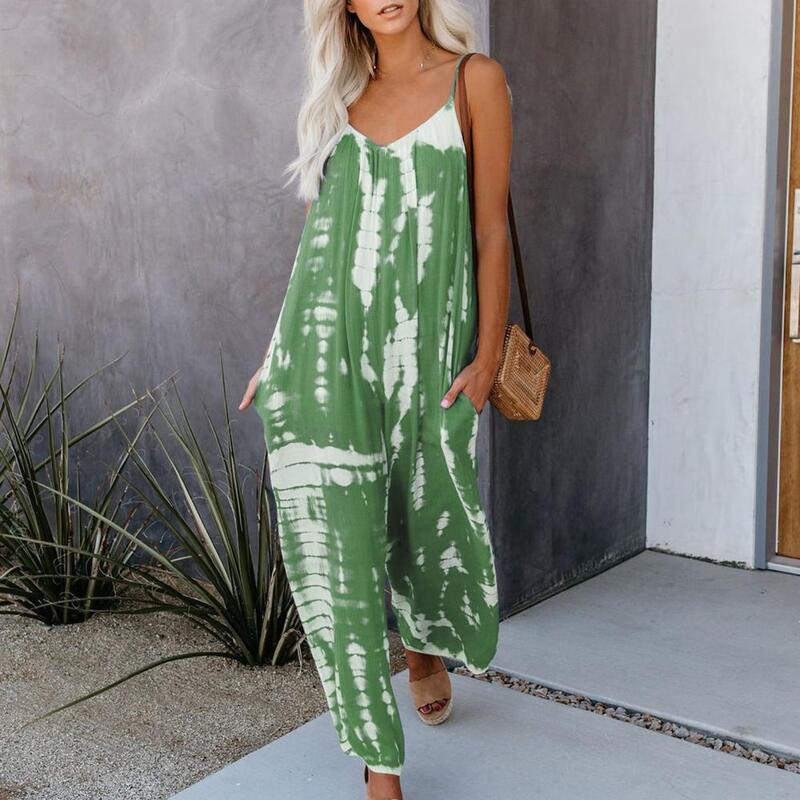 Jumpsuit Print Full Length Color Matching Backless Spaghetti Strap Lady Jumpsuit   Women Jumpsuit  Women Clothes