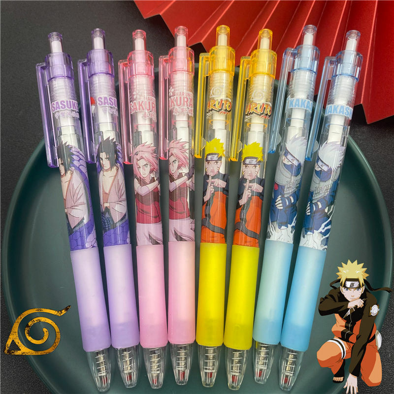 Naruto Joint Press ปากกาหมึกเจลชุดปากกา Ins สูง-มูลค่านักเรียนปากกาดำ0.5มม.ปากกาการเรียนรู้อุปกรณ์สำนักงานขายส่ง