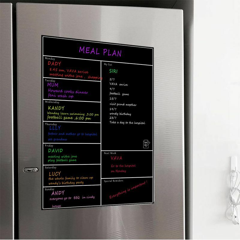 A3 tableau blanc magnétique pour planificateur hebdomadaire, feuille de tableau blanc pour réfrigérateur de cuisine polyvalent, calendrier pour la planification des menus