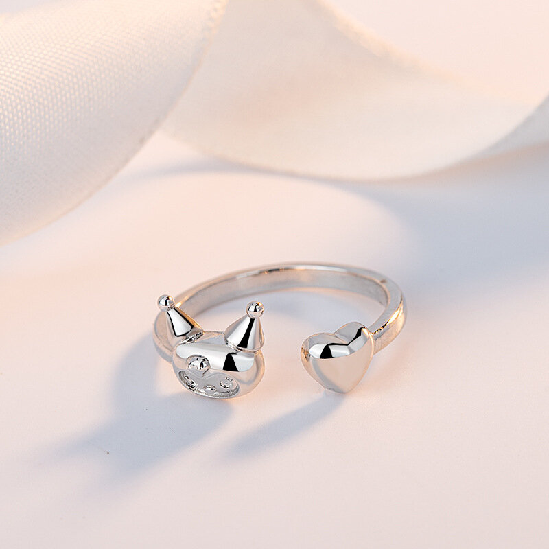 Penjualan laris cincin Kulomi Sanrio lucu cincin modis sederhana pembukaan berkilau cincin manis pelajar pacar perhiasan hadiah Hari Valentine