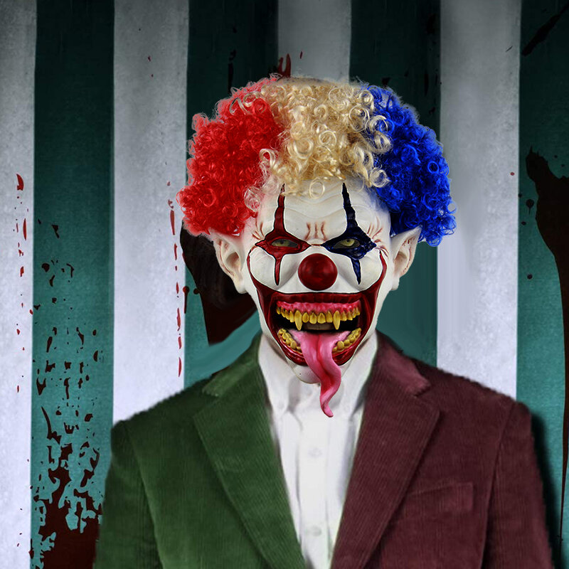 Halloween Enge Clown Masker Volwassen Enge Clown Cosplay Props Horror Creepy Latex Masker Dressing Kostuum Cosplay