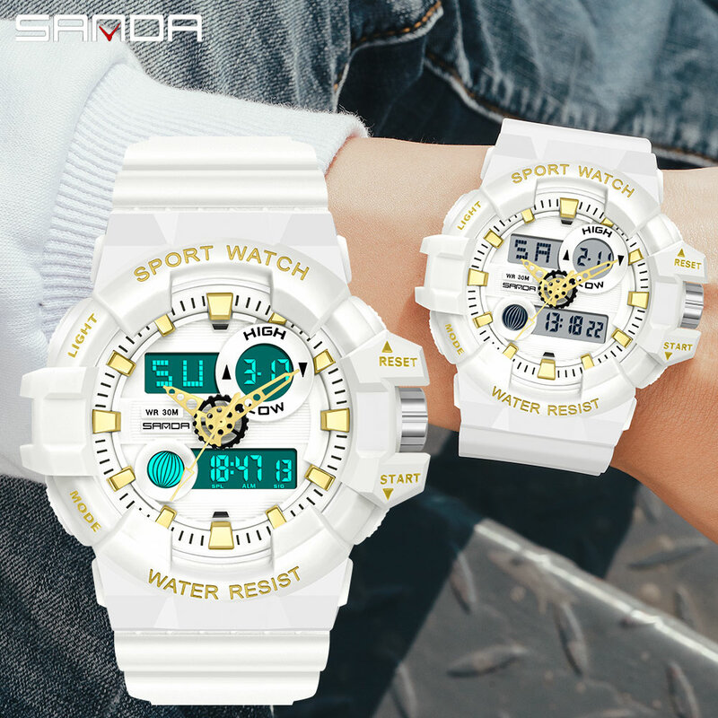 SANDA Sport Digitale Uhr Für Männer Military Uhren Schwimmen Wasserdicht 50M Mann Uhr Relogio Masculino Analog LED Elektronische Uhr