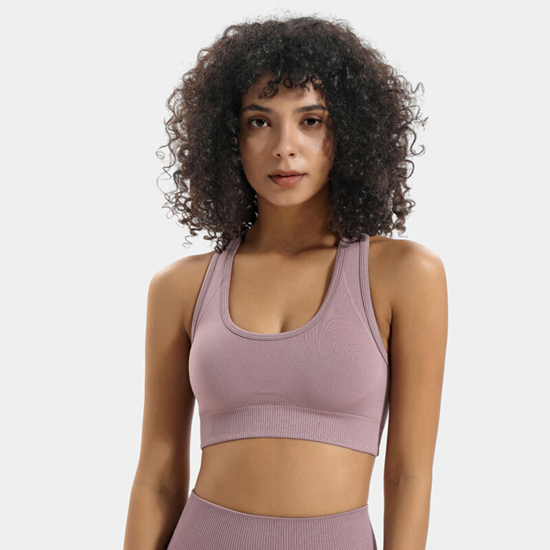 Seamless yoga sports bra, shockproof bra, U-shaped solid color female ropa deportiva mujer gym womens clothing roupa feminina