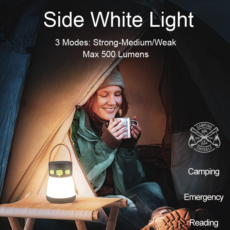 휴대용 RGB 밝기 조절 스포트라이트 램프, USB 모바일 충전식 태양 다기능 비상 토치 서치라이트 LED 캠핑 라이트