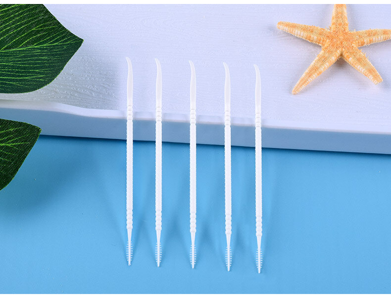 Disposable double-headed fishbone shaped plastic toothpick thread 300 barrels packing toothpick thread